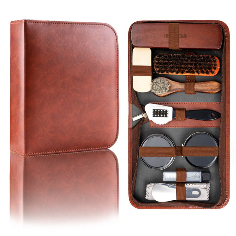 HorseHair Shoe Brush Set Leath - Shoe Cleaning Brush 评论和价格