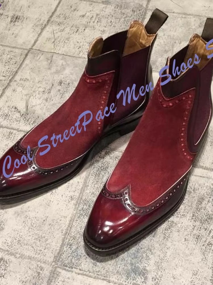 Men Vintage Red Two Tone Chels - Leather Shoe Polish 评论和价格